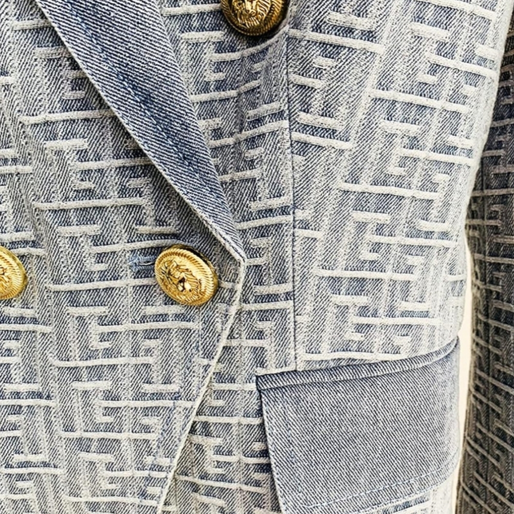 ❤NWT Double Breasted Jacquard Denim fully lined Blazer XL - Picture 10 of 10